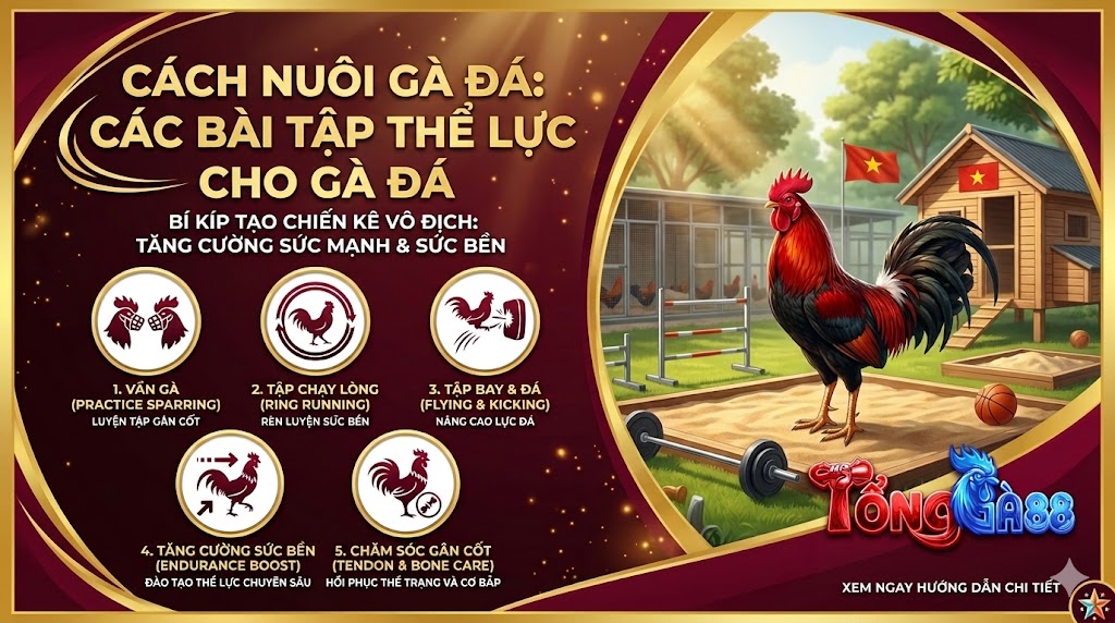 các bài tập thể lực cho gà đá